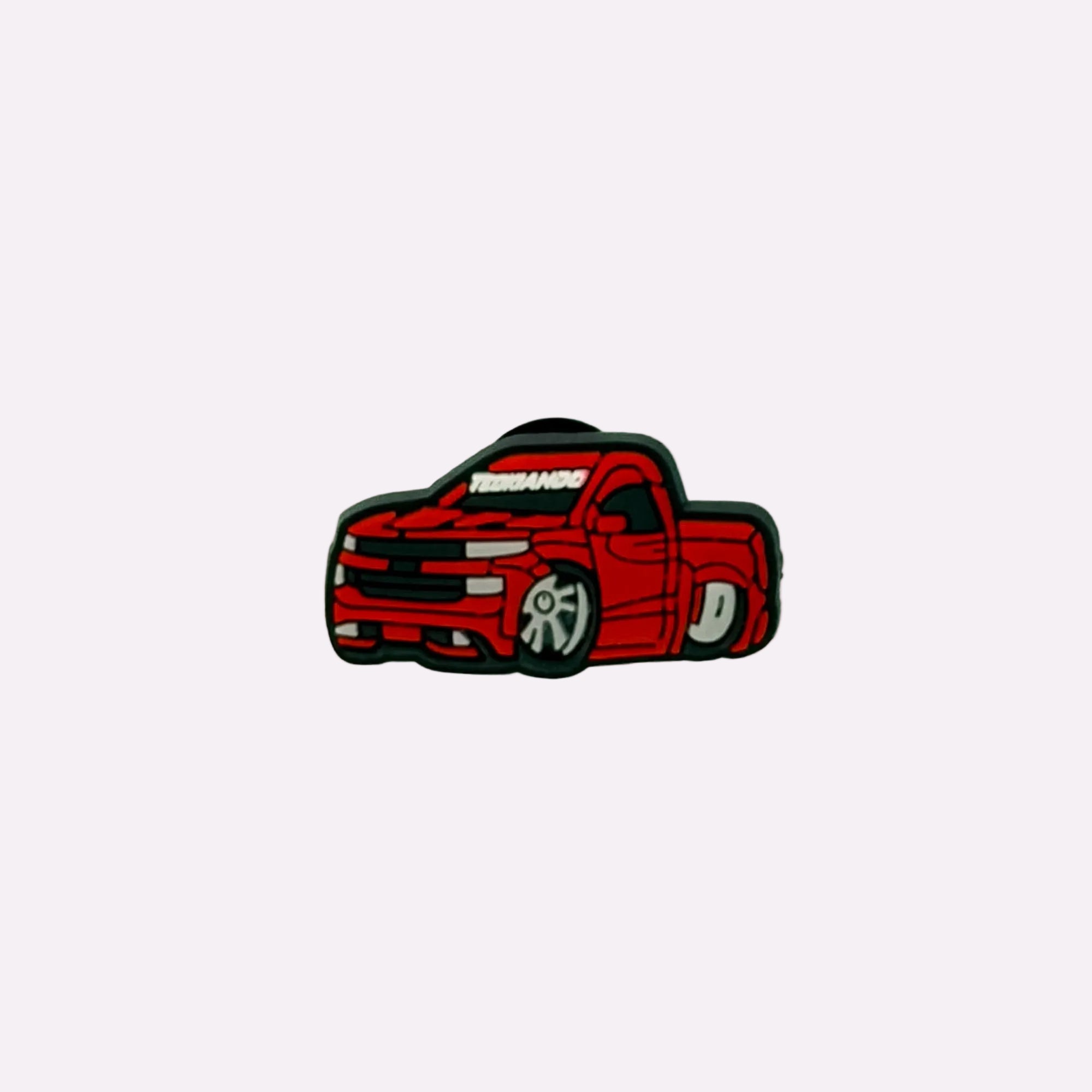 Lowered Red Pickup Truck Charm