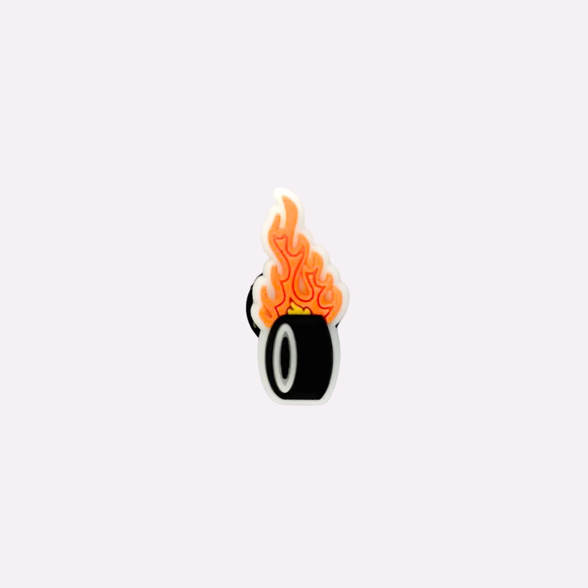 Orange Flaming Tire Charm