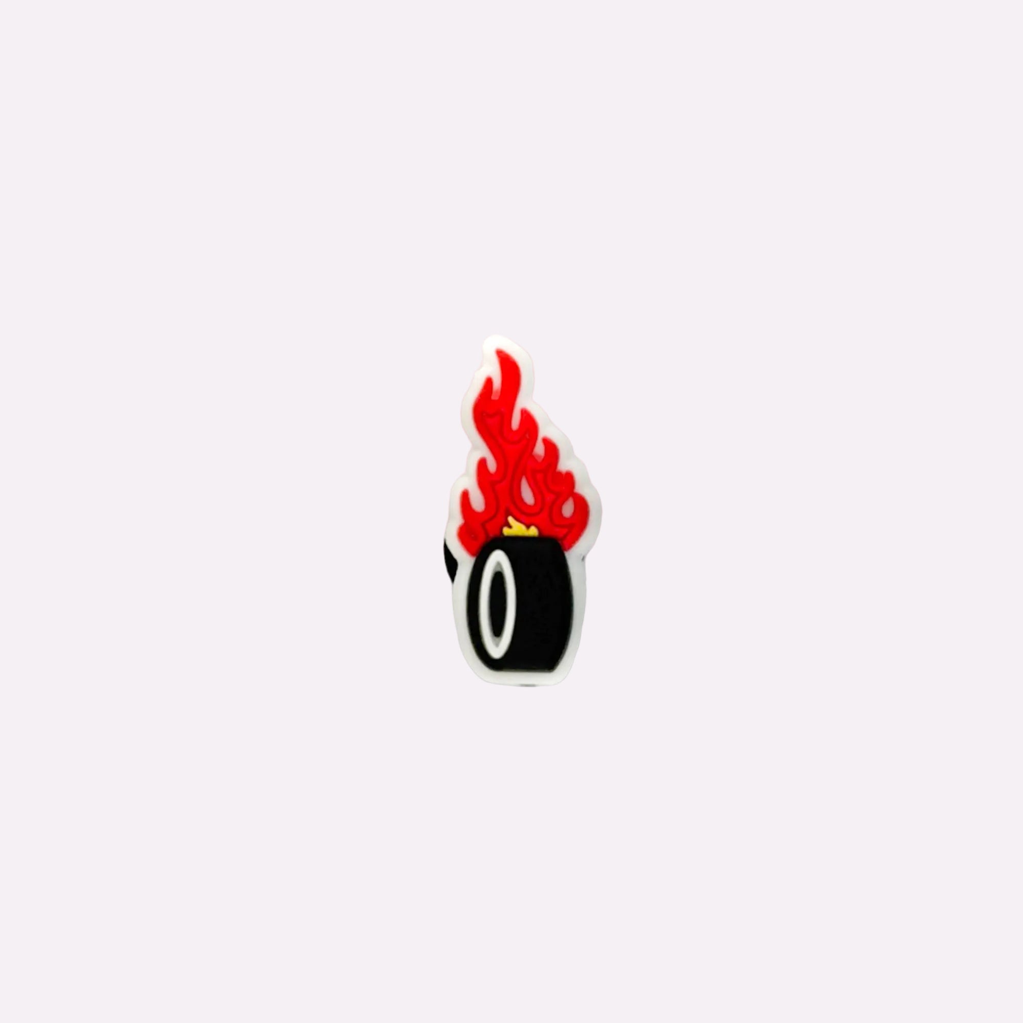 Red Flaming Tire Charm