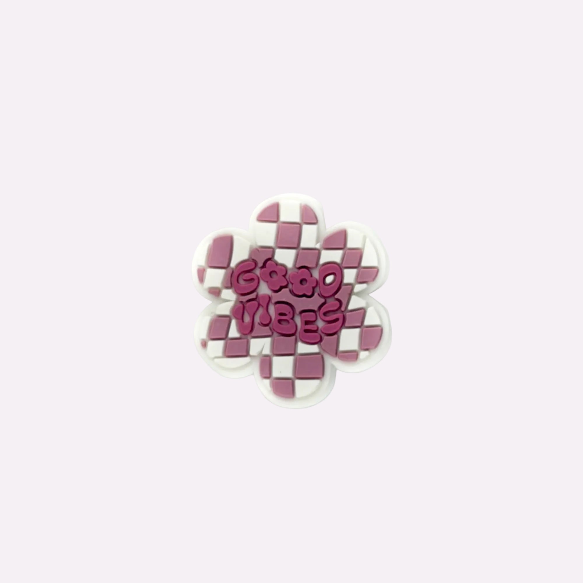 Good Vibes Checker Flower Charm