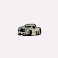 Lowered White Pickup Truck Charm