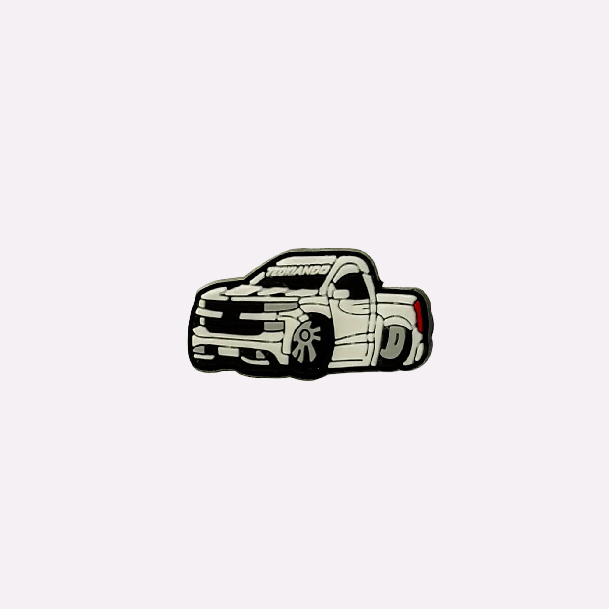 Lowered White Pickup Truck Charm