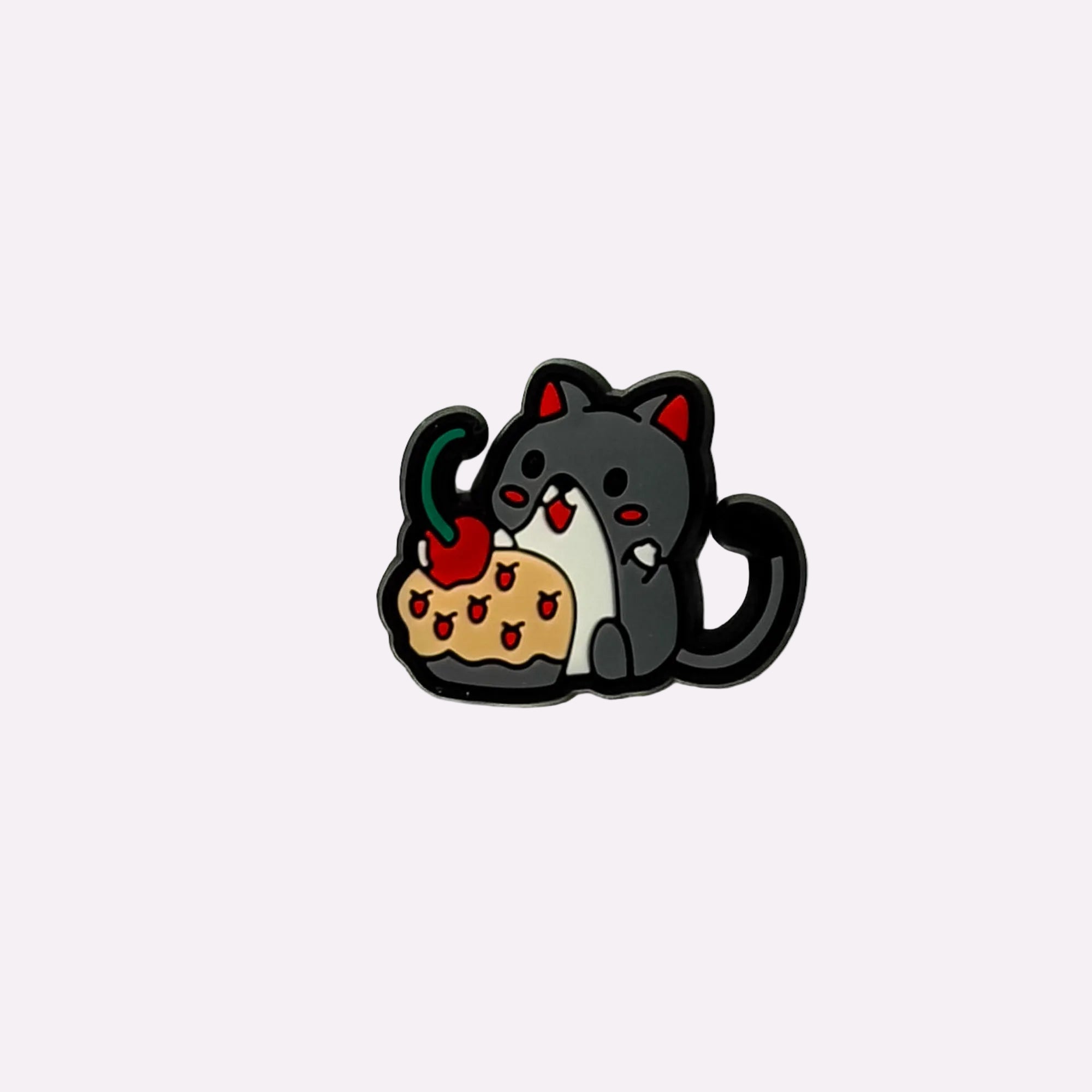 Black Cat with Cherry Cupcake Charm