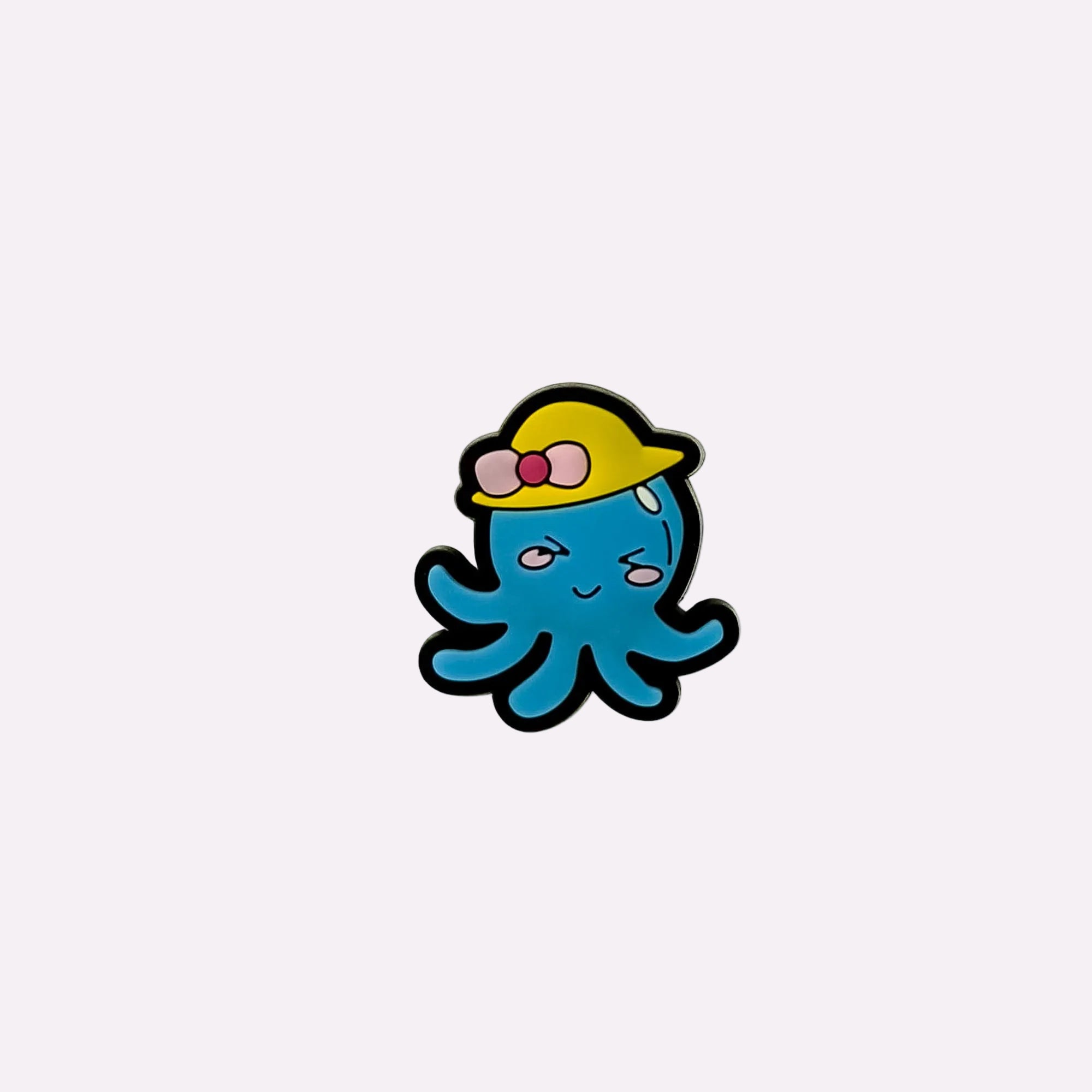 Blue Octopus with Bow Hat Charm