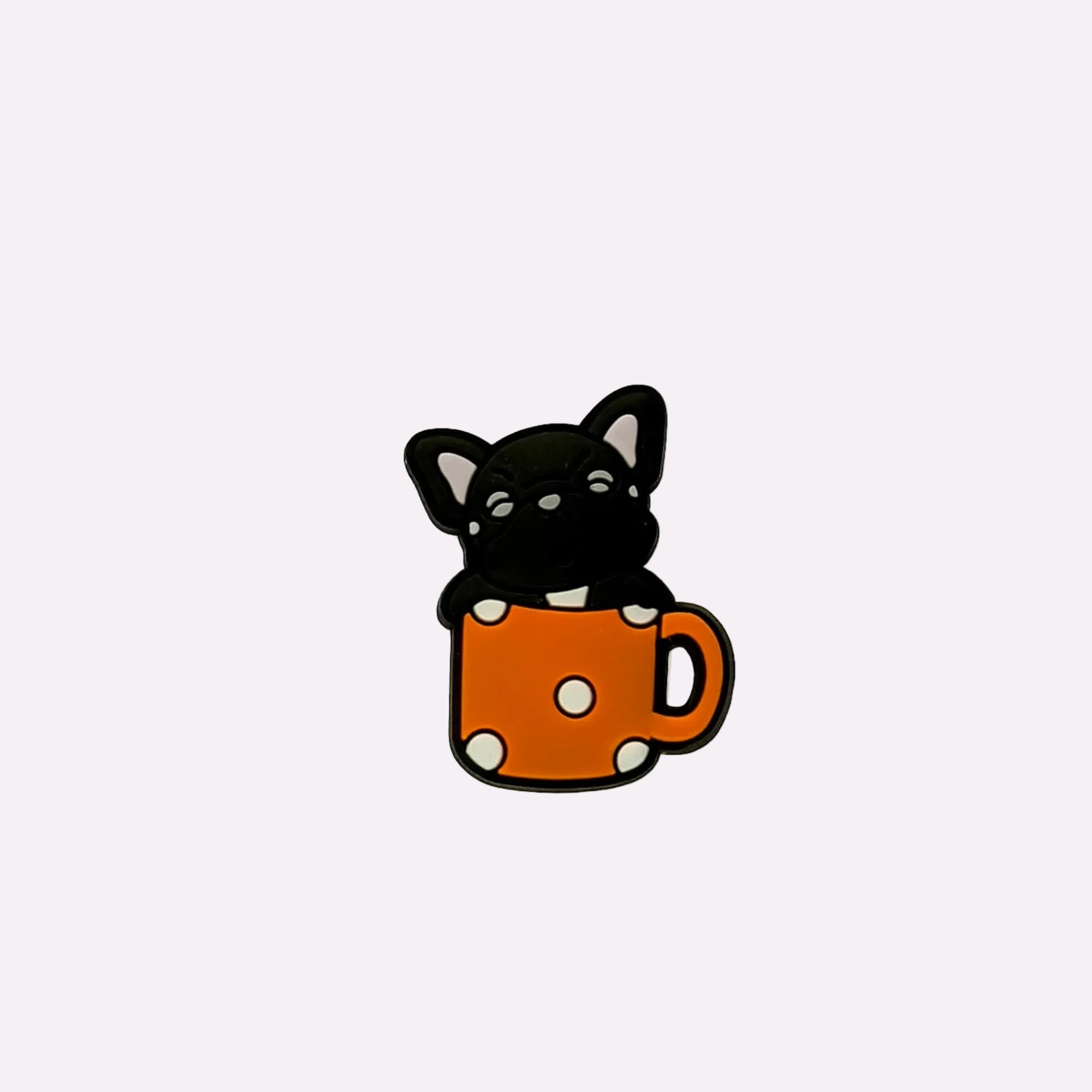 Black Puppy in Polka Dot Mug Charm